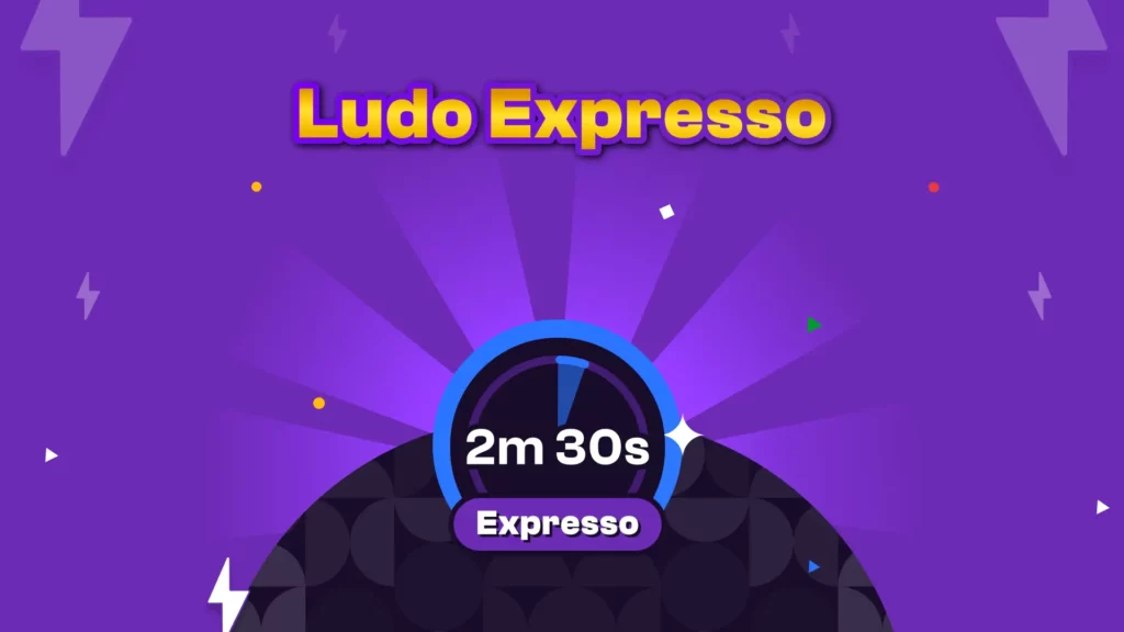 Imagem representando Ludo Expresso, uma variante rápida do Ludo. Aproveite uma emocionante experiência de Ludo online com outras opções de jogo.