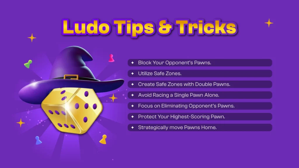 Image describing the tips and tricks to win in the game of online Ludo.