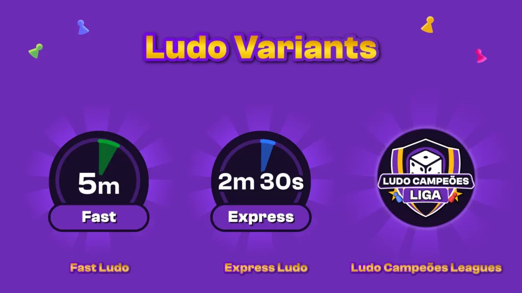 Image describing variants of Ludo on Ludo Campeões